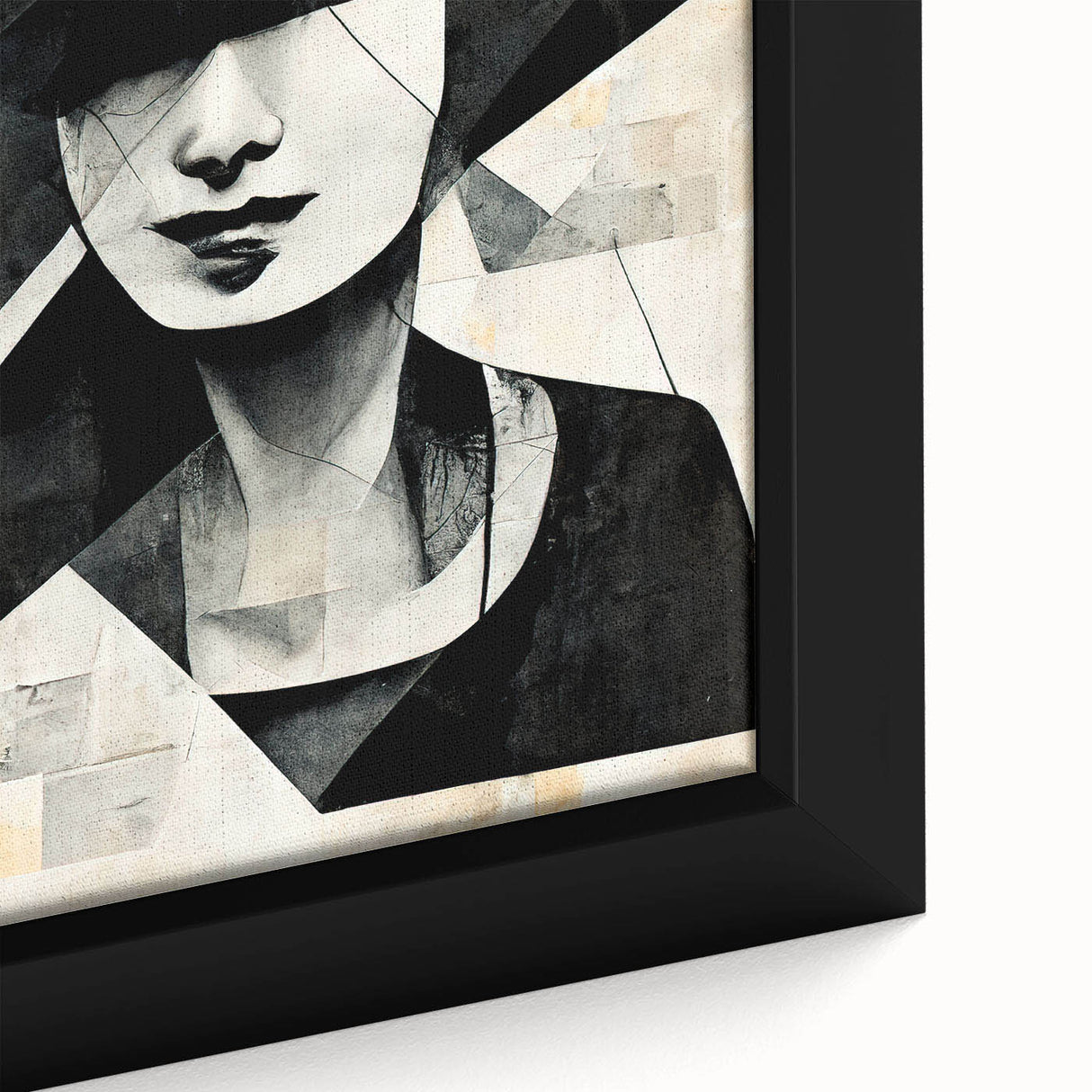 Close-up of a framed abstract figurative wall art piece showcasing vibrant colors and intricate designs, perfect for modern decor.
