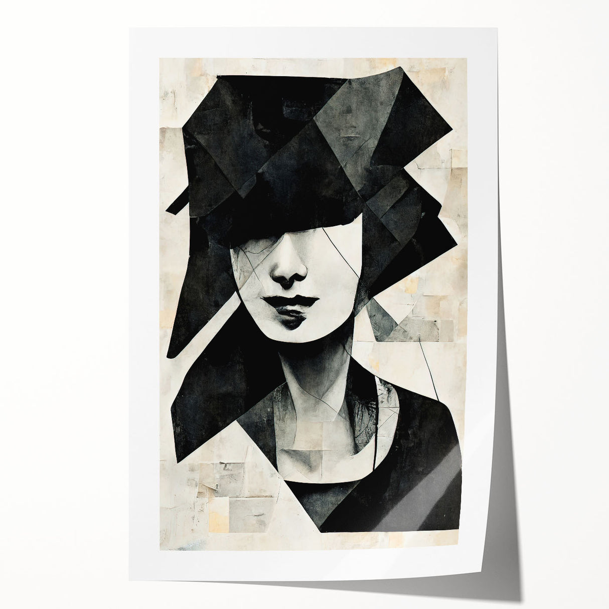 Abstract figurative design wall art print featuring vibrant colors and dynamic shapes, ideal for modern home decor and artistic expression.