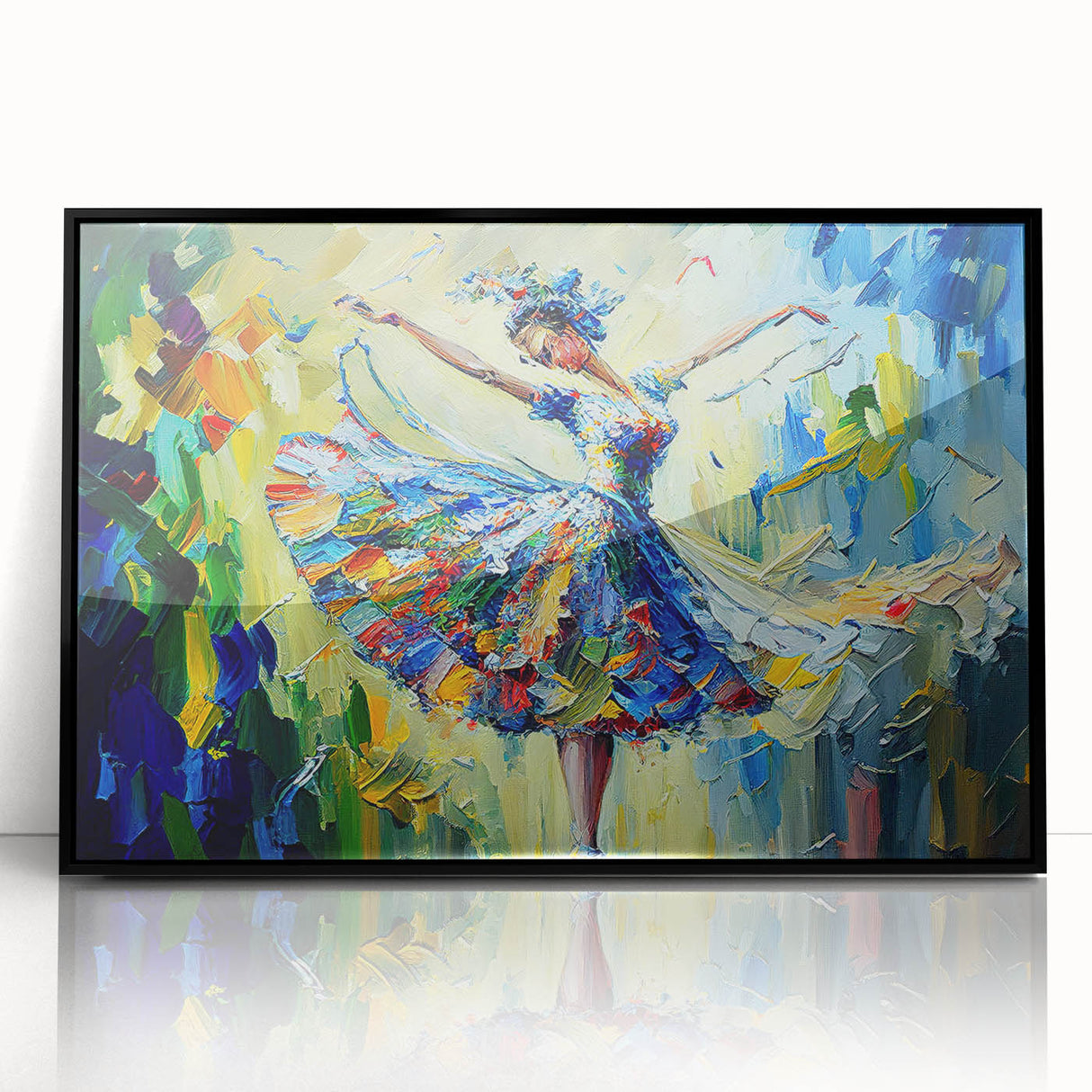 Framed abstract figurative wall art design in black acrylic, showcasing dynamic shapes and fluid lines, perfect for modern decor.