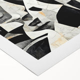 Abstract figurative design wall art on rolled canvas, showcasing vibrant colors and unique shapes, perfect for modern interior decor.