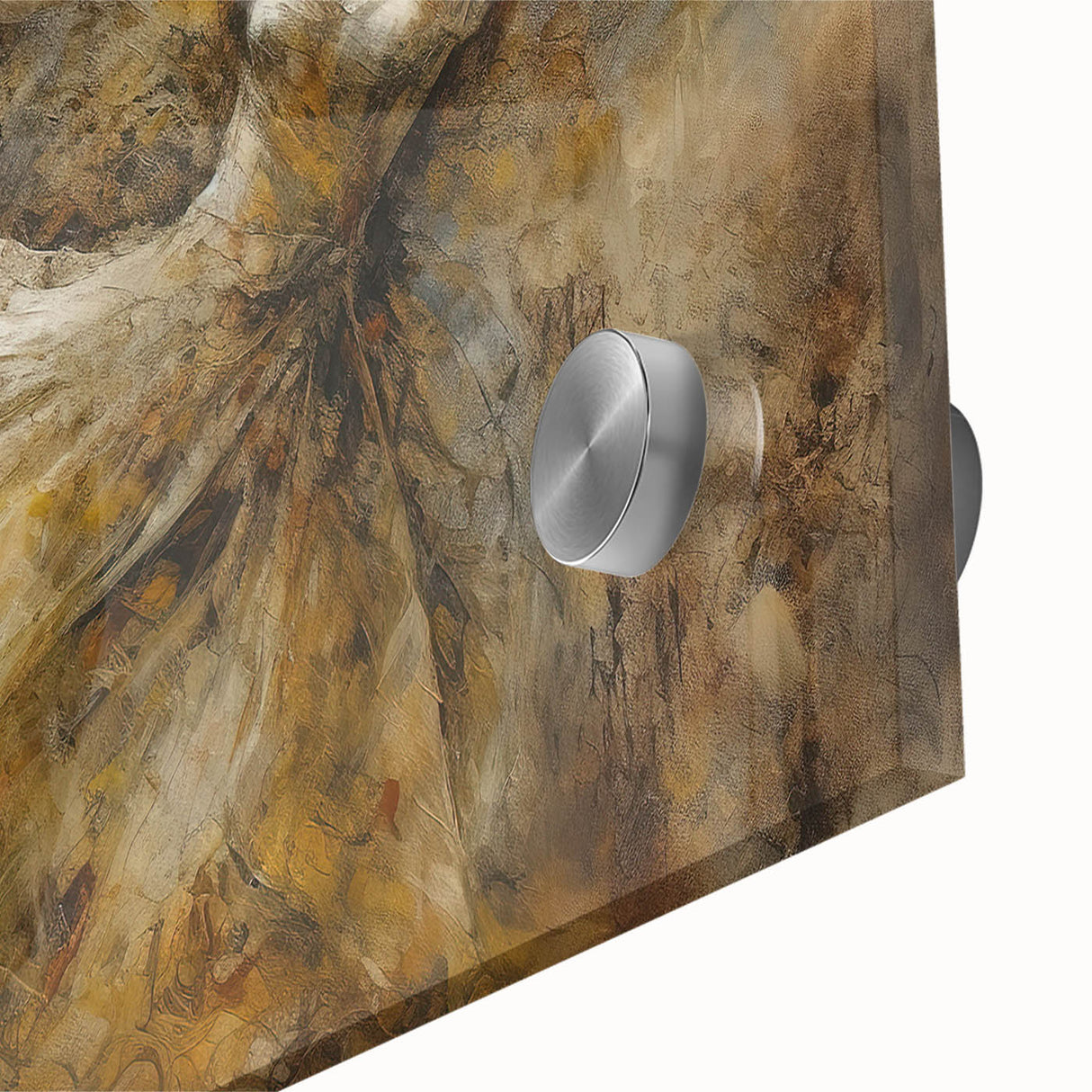 Close-up of an abstract figurative wall art piece, showcasing vibrant colors and fluid shapes on acrylic glass, ideal for modern decor.
