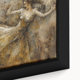 Close-up of a framed abstract figurative wall art piece showcasing vibrant colors and dynamic shapes, ideal for modern decor.