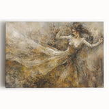 Abstract figurative wall art design featuring vibrant colors and dynamic shapes on stretched canvas, perfect for modern home decor.