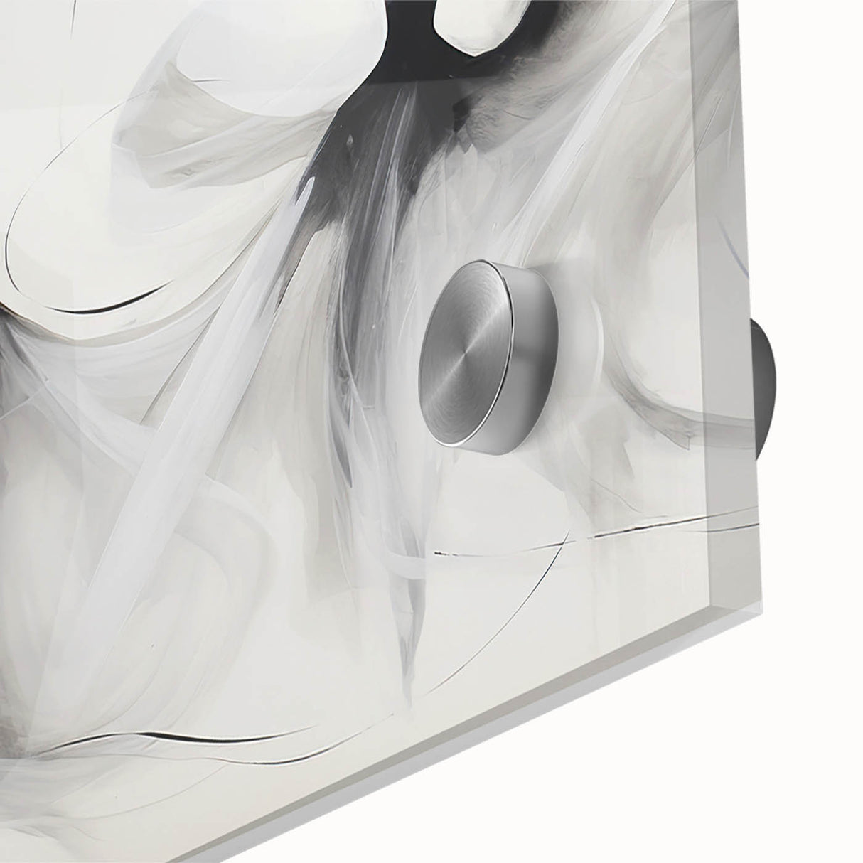 Close-up of an abstract figurative wall art design featuring vibrant colors and dynamic shapes, showcasing texture and depth in acrylic glass.