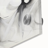 Close-up of an abstract figurative wall art design featuring vibrant colors and dynamic shapes, showcasing texture and depth in acrylic glass.