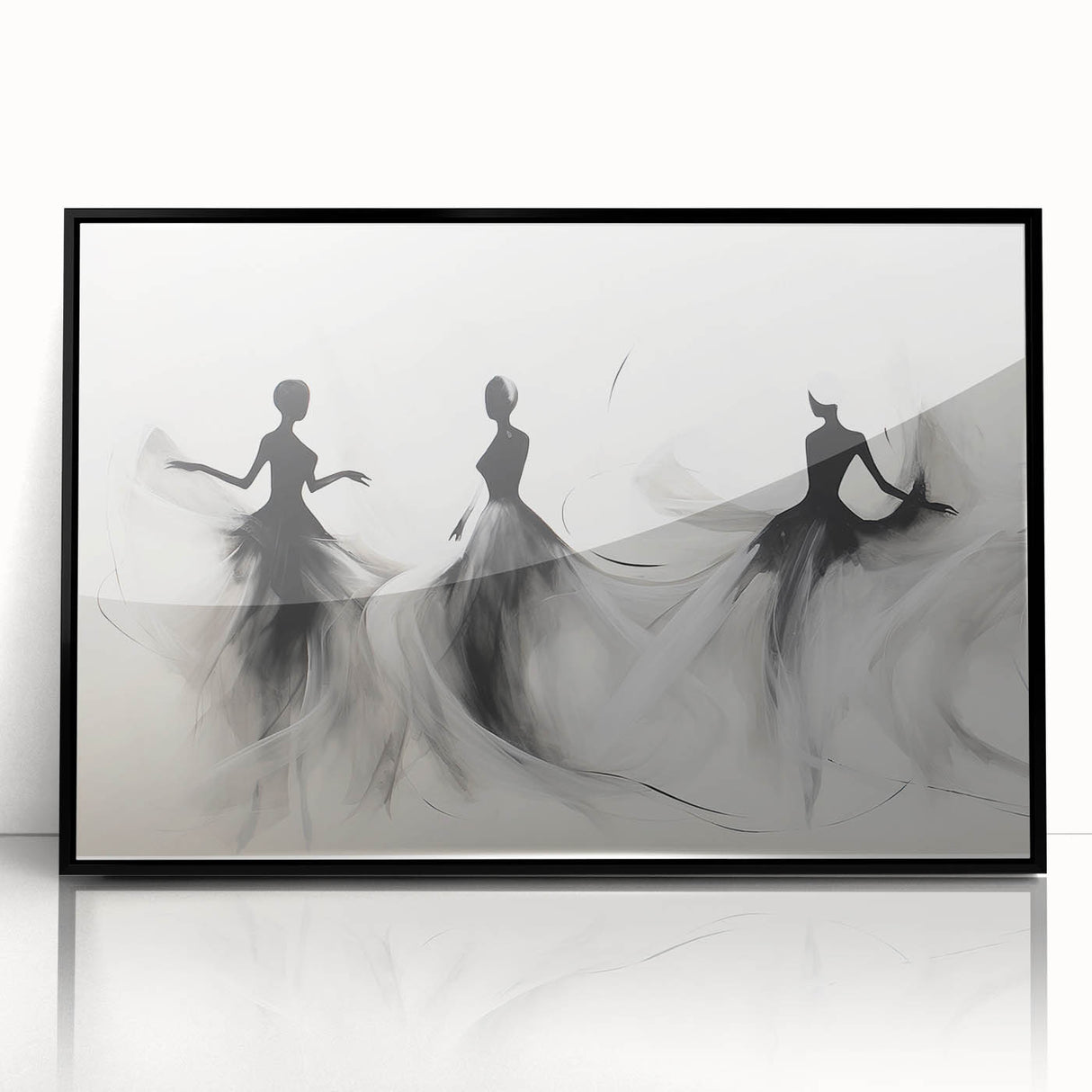 Framed abstract figurative wall art design showcasing vibrant colors and modern shapes, perfect for contemporary home decor.