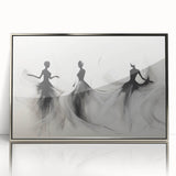 Framed abstract figurative wall art featuring a silver design, showcasing dynamic shapes and textures, perfect for modern home decor.