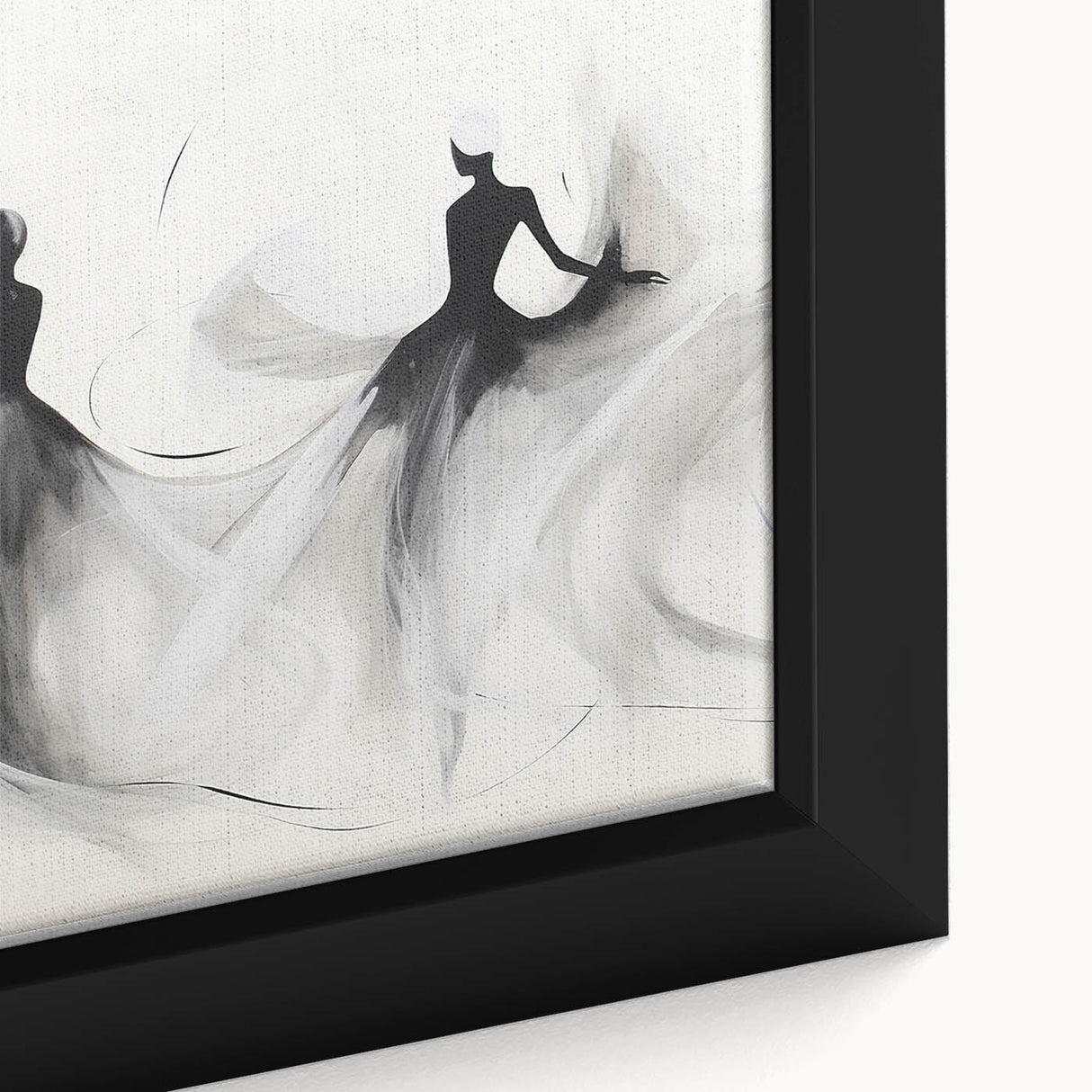 Close-up of a framed abstract figurative wall art piece showcasing vibrant colors and unique shapes, perfect for modern home decor.