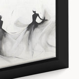 Close-up of a framed abstract figurative wall art piece showcasing vibrant colors and unique shapes, perfect for modern home decor.
