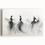 Abstract figurative wall art collection on stretched canvas, showcasing vibrant colors and dynamic shapes, perfect for modern decor.