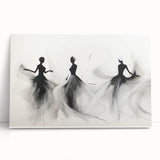 Abstract figurative wall art design on stretched canvas, featuring vibrant colors and dynamic shapes, ideal for modern home decor.