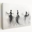 Abstract figurative wall art collection on stretched canvas, showcasing vibrant colors and fluid shapes, perfect for modern home decor.