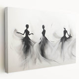 Abstract figurative wall art collection on stretched canvas, showcasing vibrant colors and fluid shapes, perfect for modern home decor.