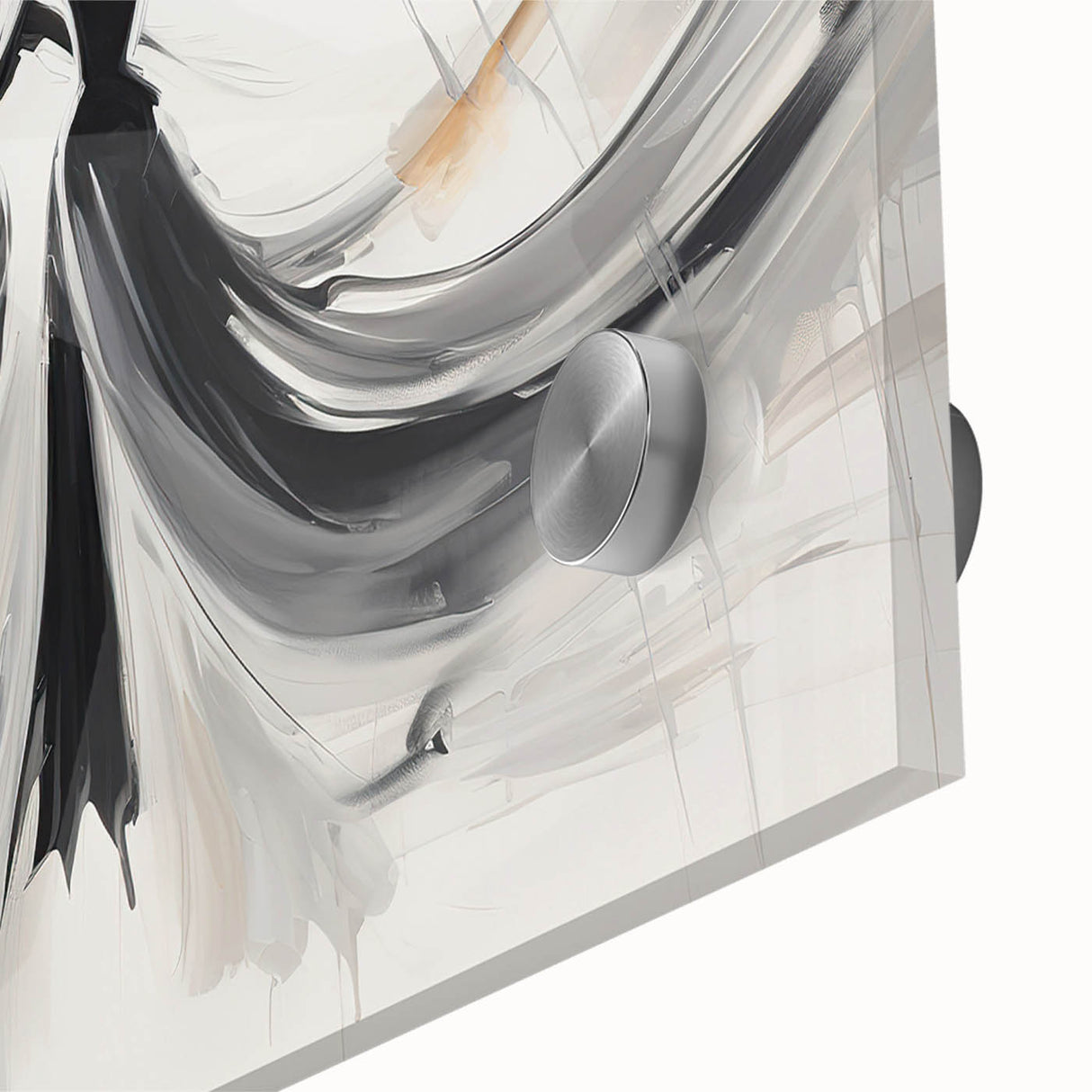 Close-up of abstract figurative wall art design, showcasing vibrant colors and fluid shapes on acrylic glass, perfect for modern decor.