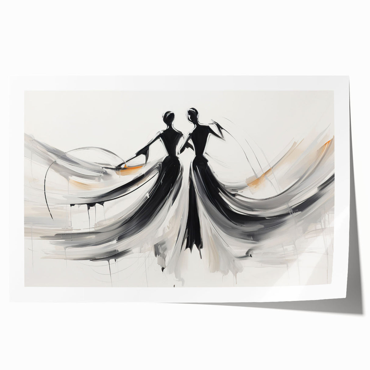 Abstract figurative wall art print showcasing vibrant colors and fluid shapes, rolled for easy framing and display in modern decor settings.