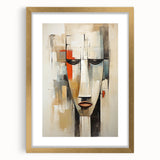 Abstract figurative wall art collection in a gold frame with a mat, showcasing vibrant colors and fluid shapes, perfect for modern decor.
