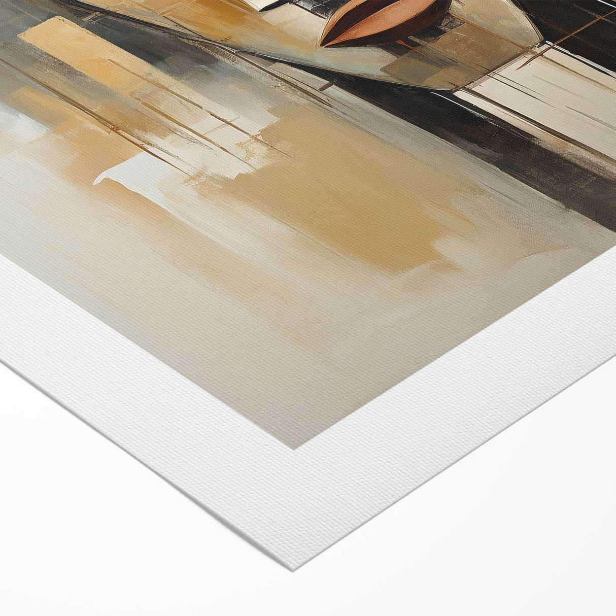 Abstract figurative design wall art on rolled canvas, showcasing vibrant colors and unique shapes, ideal for modern home decor.