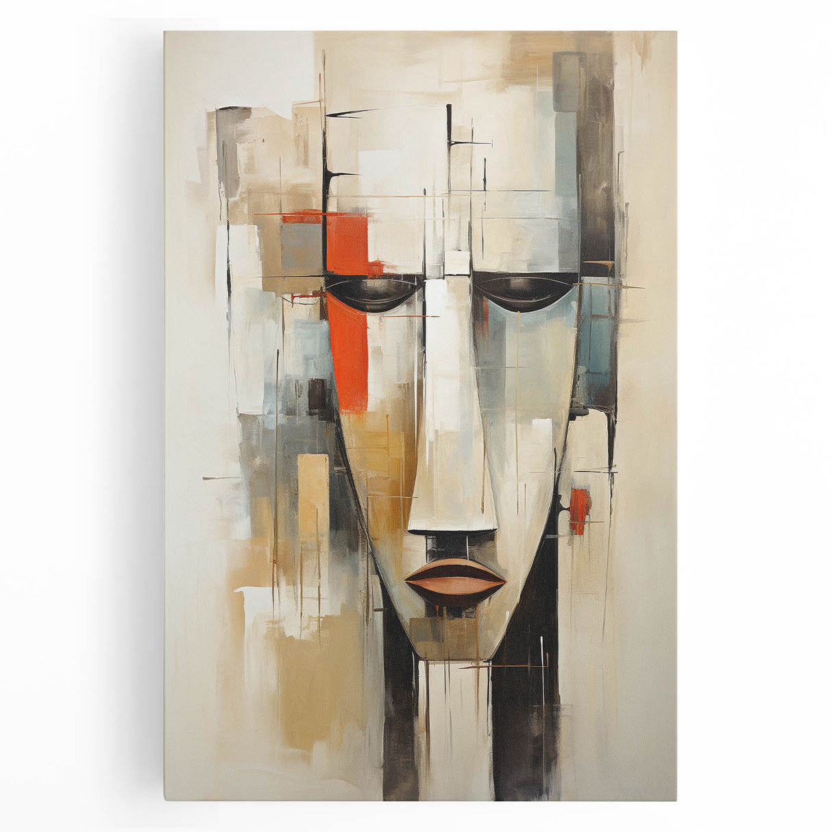 Abstract figurative wall art collection on stretched canvas, showcasing vibrant colors and unique shapes, ideal for modern home decor.