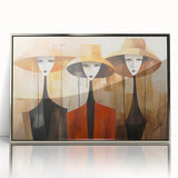 Framed abstract figurative wall art design showcasing silver accents and modern aesthetics, ideal for contemporary home decor.