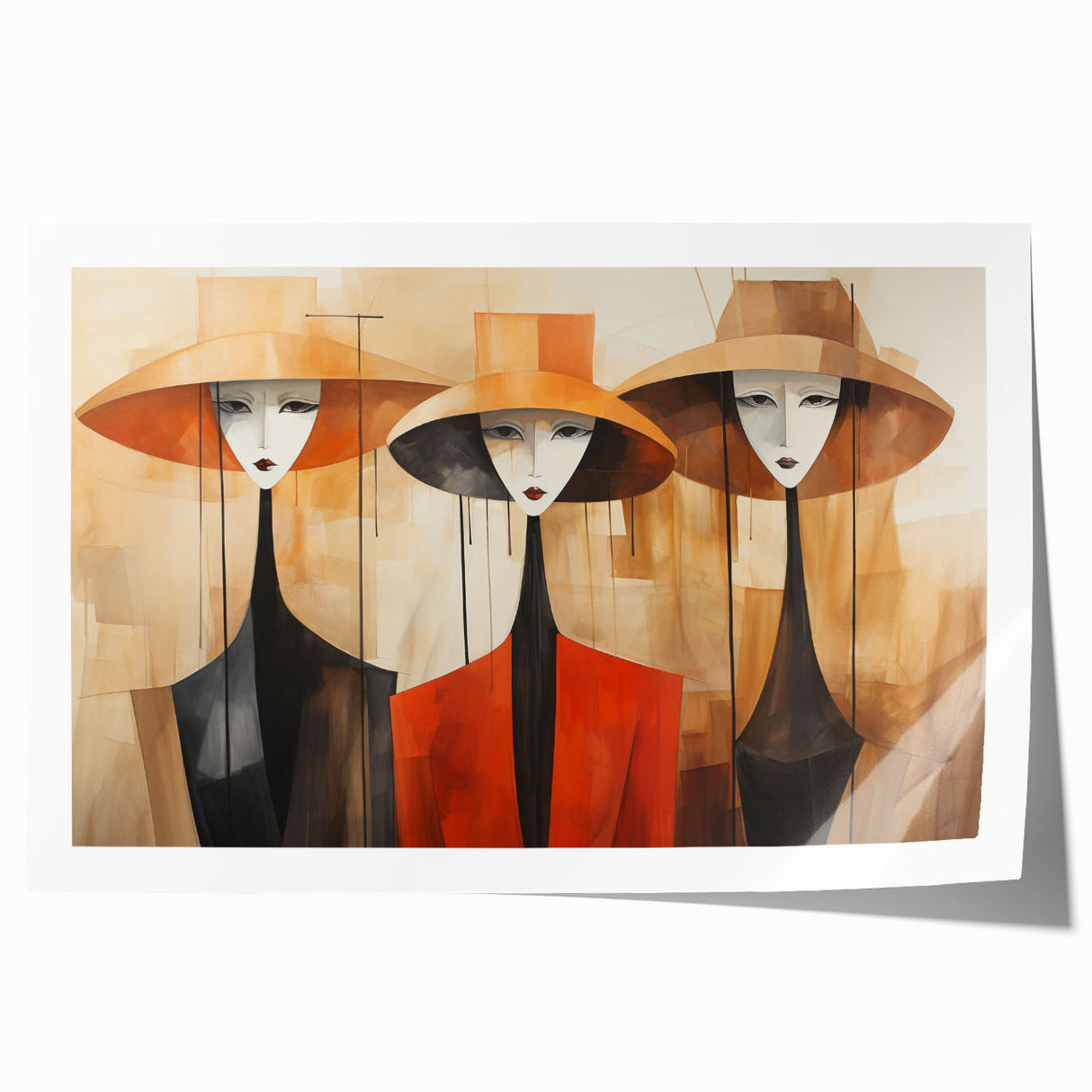 Abstract figurative wall art print showcasing vibrant colors and dynamic shapes, ideal for modern home decor and artistic expression.