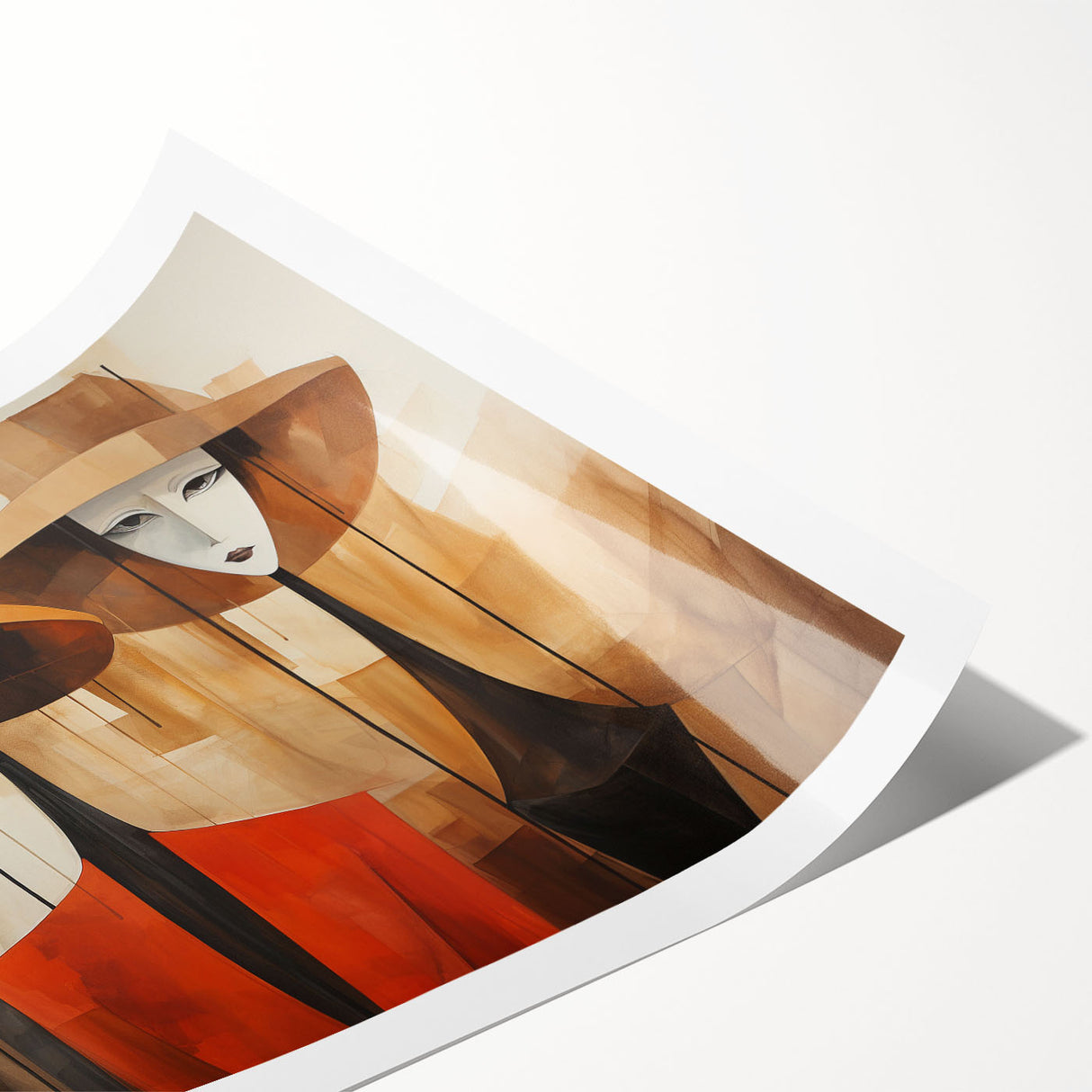 Abstract figurative wall art print showcasing vibrant colors and fluid shapes, perfect for modern decor, rolled for easy framing and display.