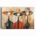 Abstract figurative wall art collection on stretched canvas, showcasing vibrant colors and dynamic shapes, ideal for modern home decor.