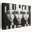 Abstract figurative wall art on stretched canvas showcasing vibrant colors and dynamic shapes, perfect for modern home decor enhancement.