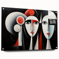 Side view of an abstract figurative wall art piece displayed in an acrylic glass frame, showcasing vibrant colors and unique design elements, perfect for modern decor.