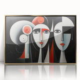 Framed abstract figurative wall art featuring bold gold accents and a minimalist design, perfect for modern home decor and gallery walls.