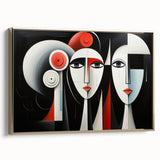 Framed abstract figurative wall art design showcasing vibrant gold accents and textured surface, ideal for modern home decor.