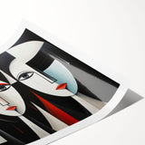 Abstract figurative wall art print showcasing vibrant colors and dynamic shapes, rolled and ready for framing, perfect for modern decor.