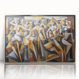 Framed abstract figurative wall art design in silver, showcasing modern shapes and textures, perfect for contemporary home decor.