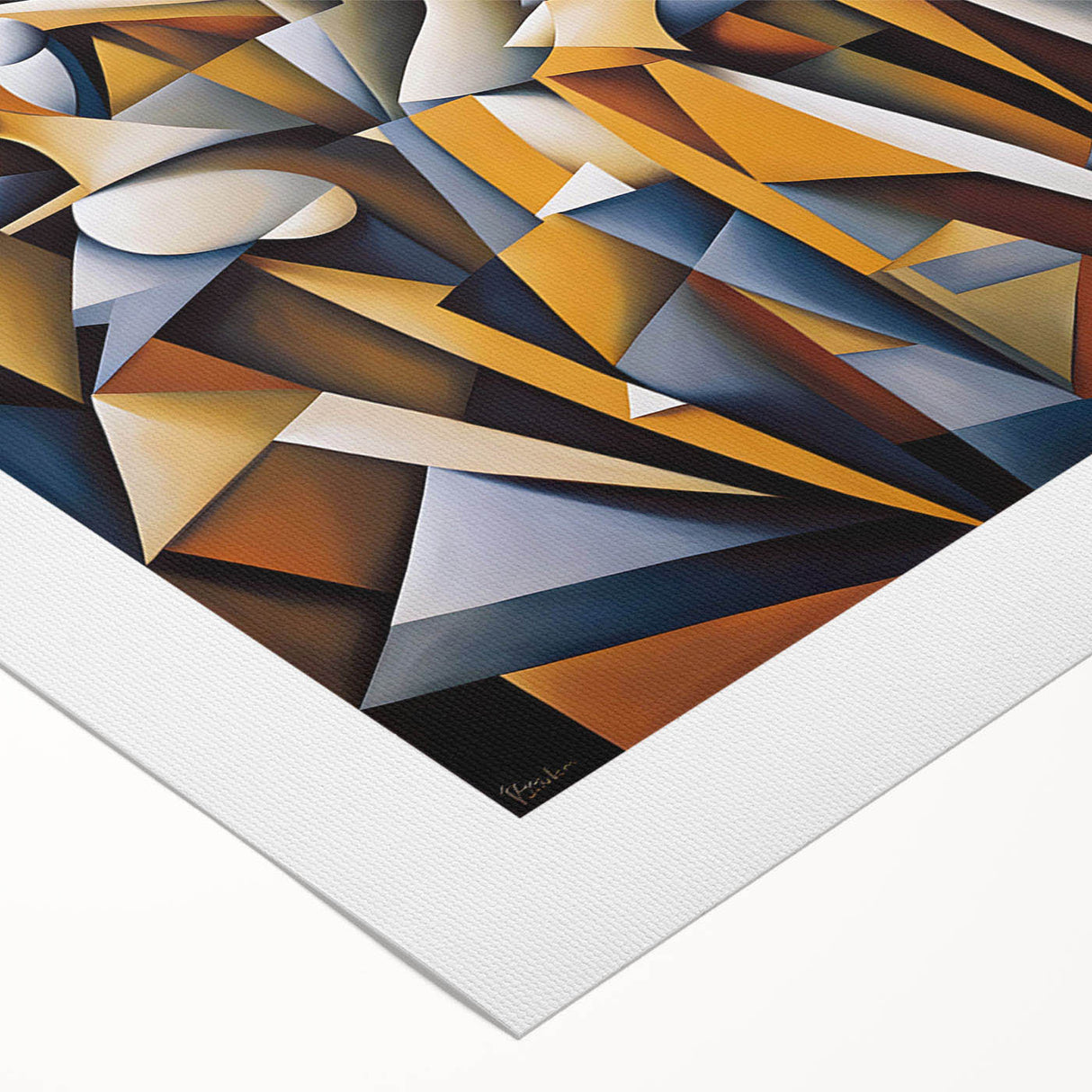 Abstract figurative design wall art on rolled canvas, showcasing vibrant colors and dynamic shapes, ideal for modern home decor.