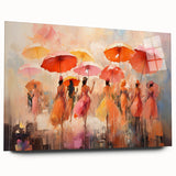 Abstract figurative wall art design displayed on acrylic glass, showcasing vibrant colors and dynamic shapes in a modern setting, ideal for contemporary decor.