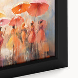 Close-up of a framed abstract figurative wall art piece showcasing vibrant colors and dynamic shapes, perfect for modern home decor.