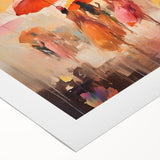 Abstract figurative wall art design on rolled canvas, showcasing vibrant colors and dynamic shapes, perfect for modern home decor.