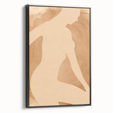 Framed abstract figurative wall art showcasing a modern design with vibrant colors and unique shapes, set against a black background.