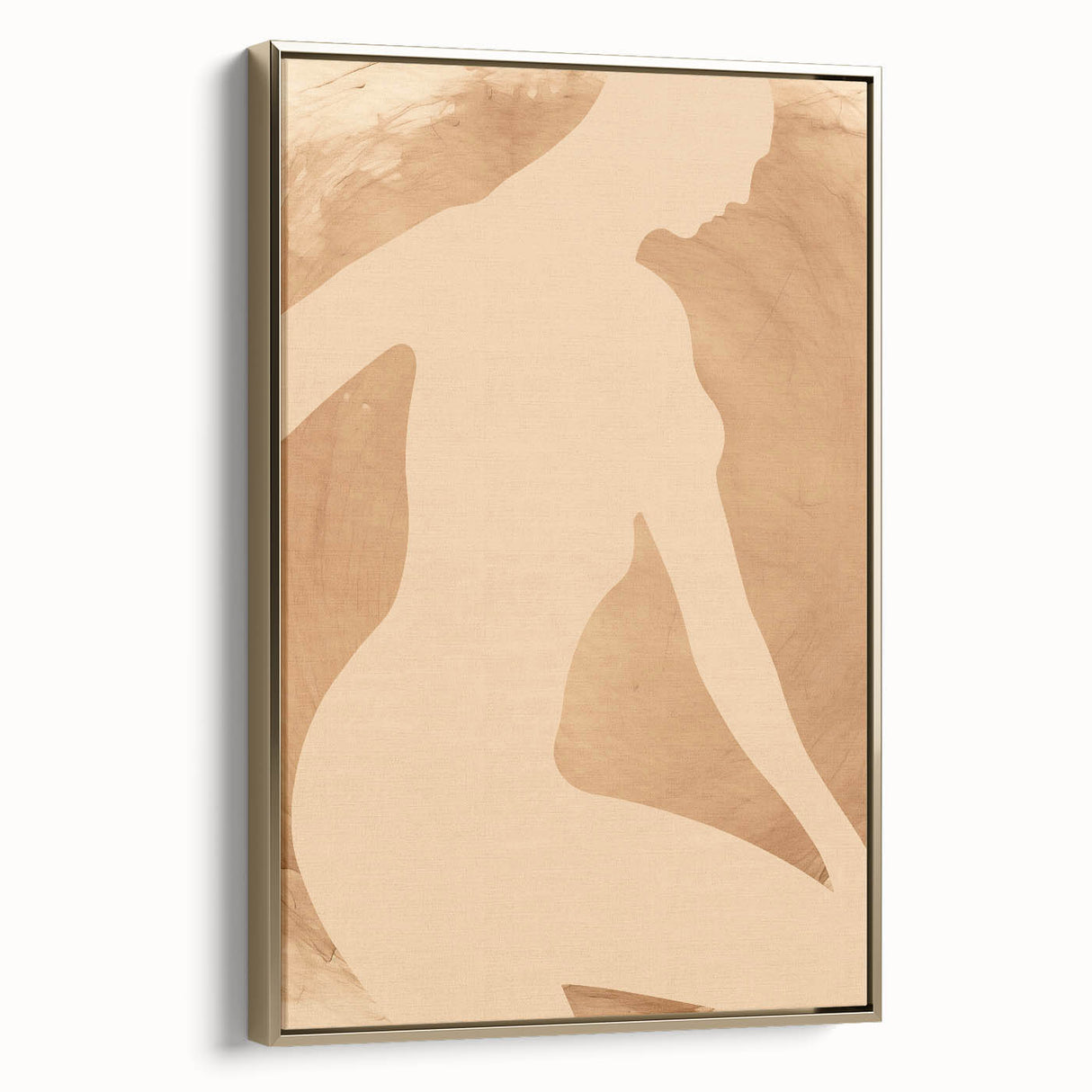 Framed abstract figurative wall art collection showcasing elegant gold accents and modern design, perfect for enhancing contemporary interiors.