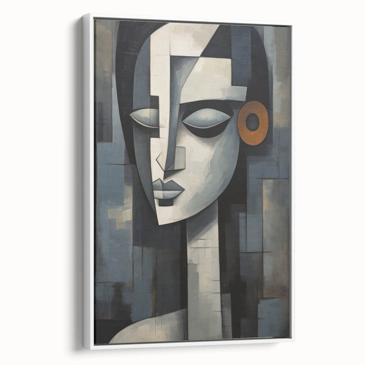 Framed abstract figurative wall art showcasing vibrant colors and modern design, displayed against a white background for contrast.