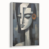 Framed abstract figurative wall art showcasing vibrant colors and modern design, displayed against a white background for contrast.