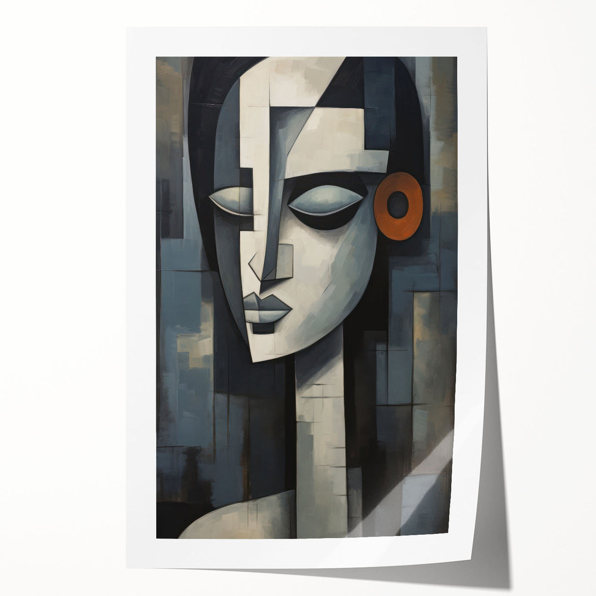 Abstract figurative design wall art print showcasing vibrant colors and fluid shapes, rolled and ready for framing to enhance any space.