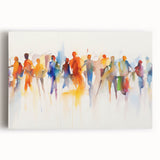 Abstract figurative wall art design showcasing vibrant colors in a stretched canvas format, perfect for modern decor and art collectors.
