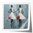 Abstract figurative wall art design showcasing vibrant colors and dynamic shapes, perfect for modern home decor. Ideal for living rooms or galleries.