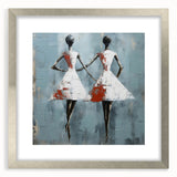 Framed abstract figurative wall art design in silver, showcasing modern lines and shapes, perfect for contemporary home decor.