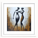 Abstract figurative wall art print showcasing vibrant colors and fluid shapes in a modern white frame, adding elegance to any decor.