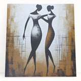 Abstract figurative wall art canvas featuring vibrant colors and dynamic shapes, perfect for modern home decor or artistic display.