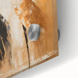 Close-up view of an abstract figurative design wall art piece, showcasing vibrant colors and intricate details on acrylic glass, perfect for modern decor.