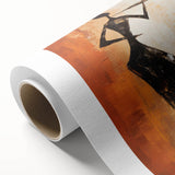 Abstract figurative wall art design on rolled canvas, showcasing vibrant colors and fluid shapes, ideal for modern home decor.