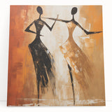 Abstract figurative wall art collection on stretched canvas, featuring vibrant colors and dynamic shapes, perfect for modern home decor.