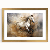 Abstract figurative wall art featuring a gold-framed design with vibrant colors and dynamic shapes, enhancing modern decor aesthetics.